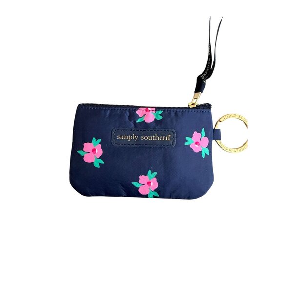 SIMPLY SOUTHERN Navy Pink Floral ID Card Keychain Wallet NEW NWT - Picture 3 of 5
